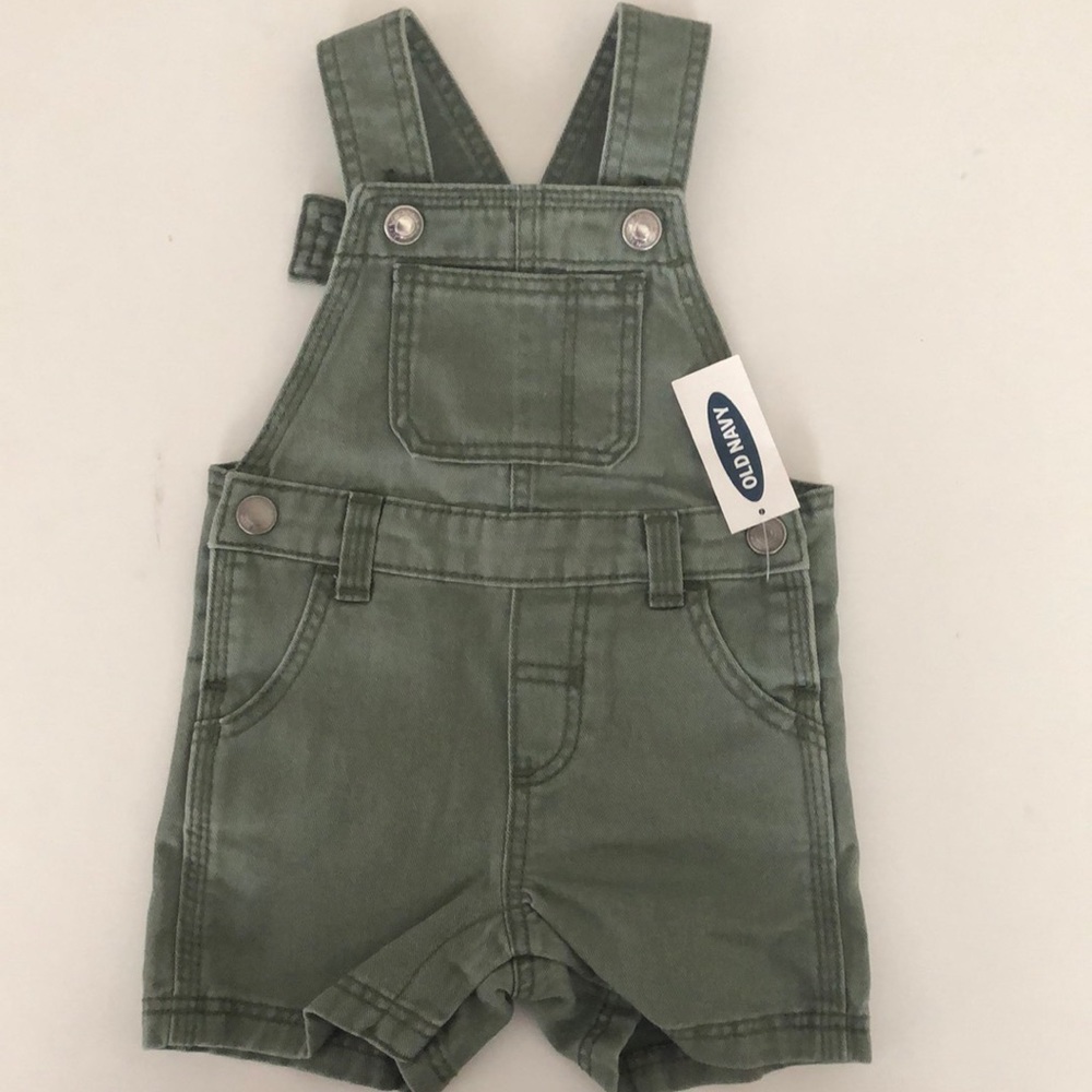 Old Navy Shortalls Overalls Baby 3-6 months Sage Green NWT